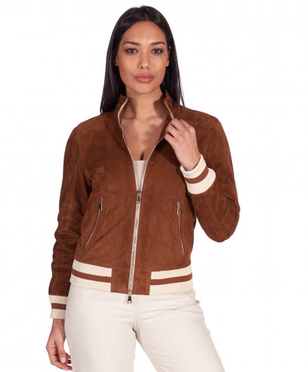 Veste cuir daim cognac...