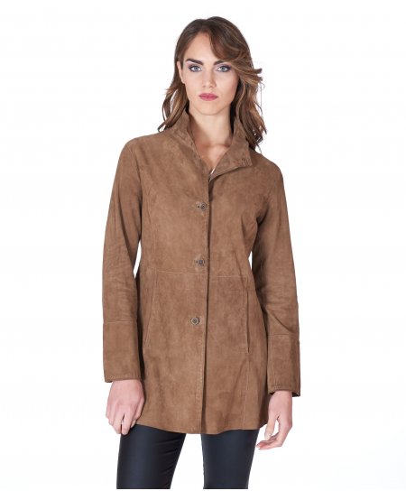 Manteau cuir cognac sans...