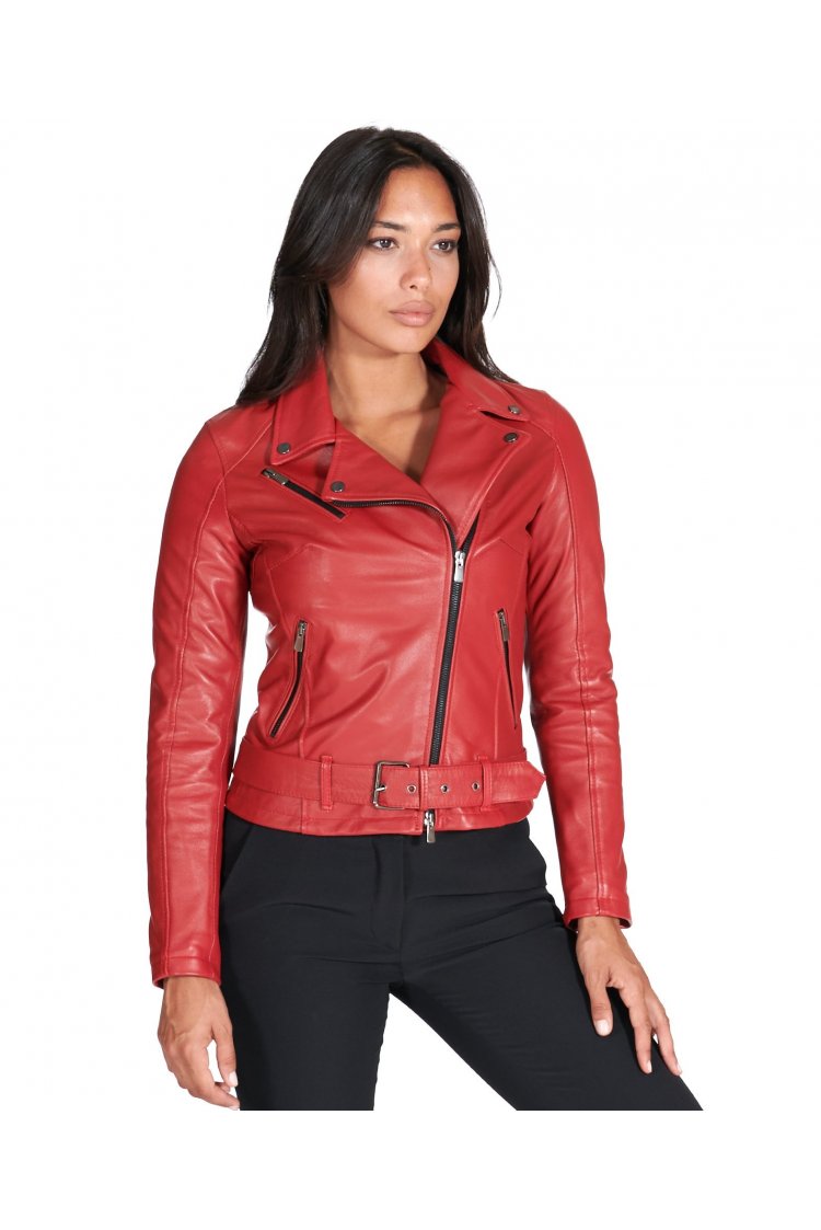 Blouson cuir roux motard...