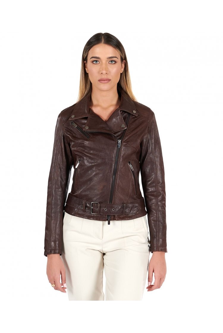 Blouson cuir marron foncé...