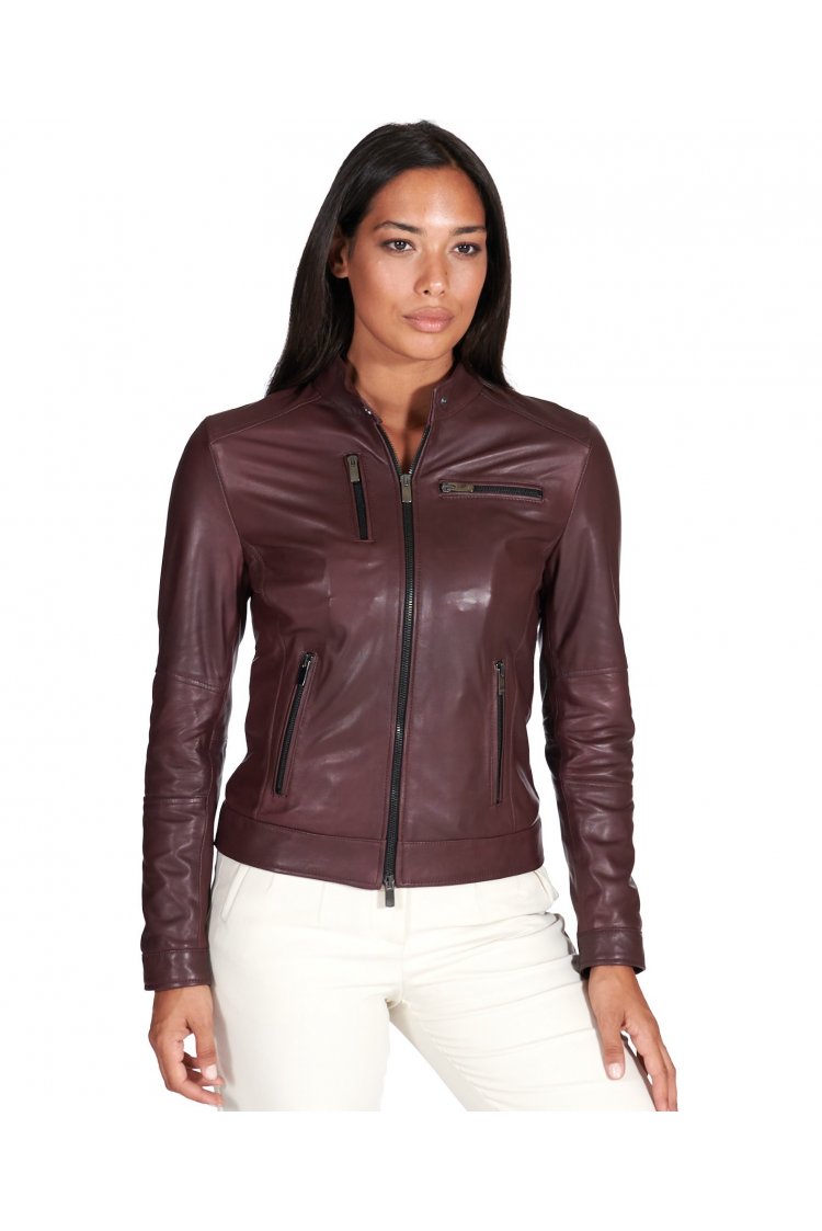 Veste cuir naturel bordeaux...