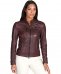 Giacca biker in pelle naturale bordeaux effetto liscio
