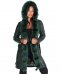Cappotto in pelle naturale verde con cappuccio bordato pelliccia
