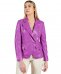 Giacca blazer doppio petto in pelle naturale glicine