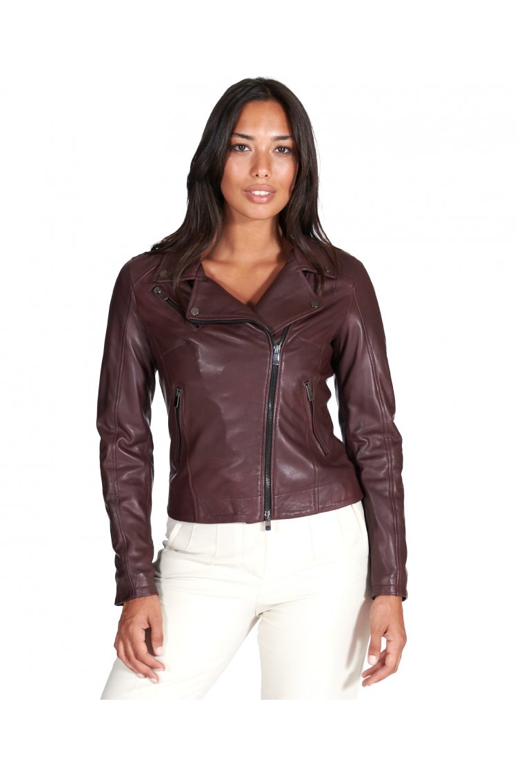 Veste cuir naturel bordeaux...