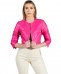 Giacca corta bolero in pelle naturale fuxia girocollo