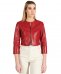 Giacca corta bolero in pelle rossa girocollo nappa effetto liscio