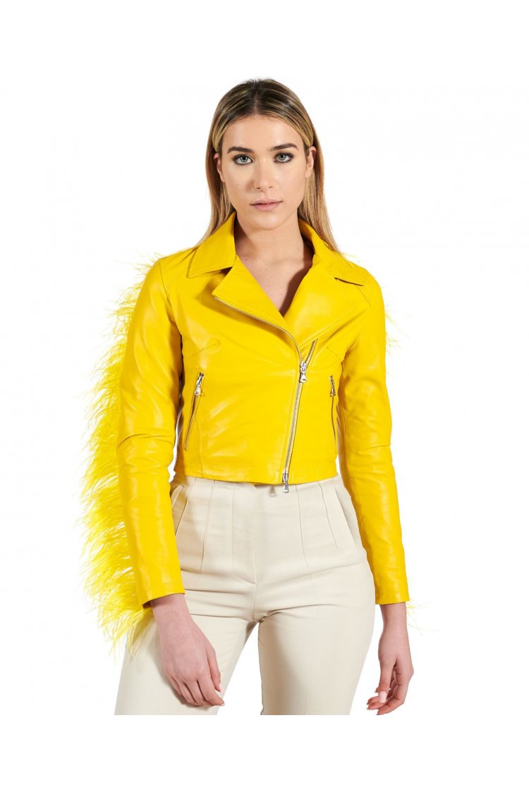 Veste cuir naturel jaune...