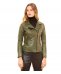 Giacca in pelle verde biker effetto vintage