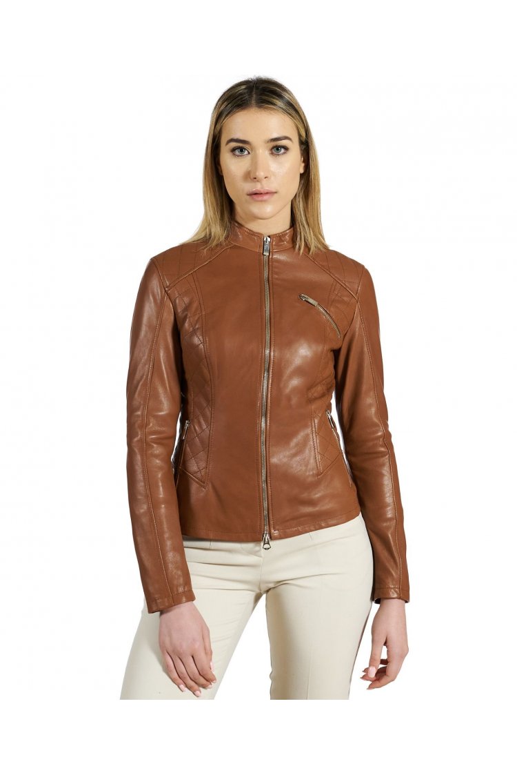 Veste cuir naturel cognac...