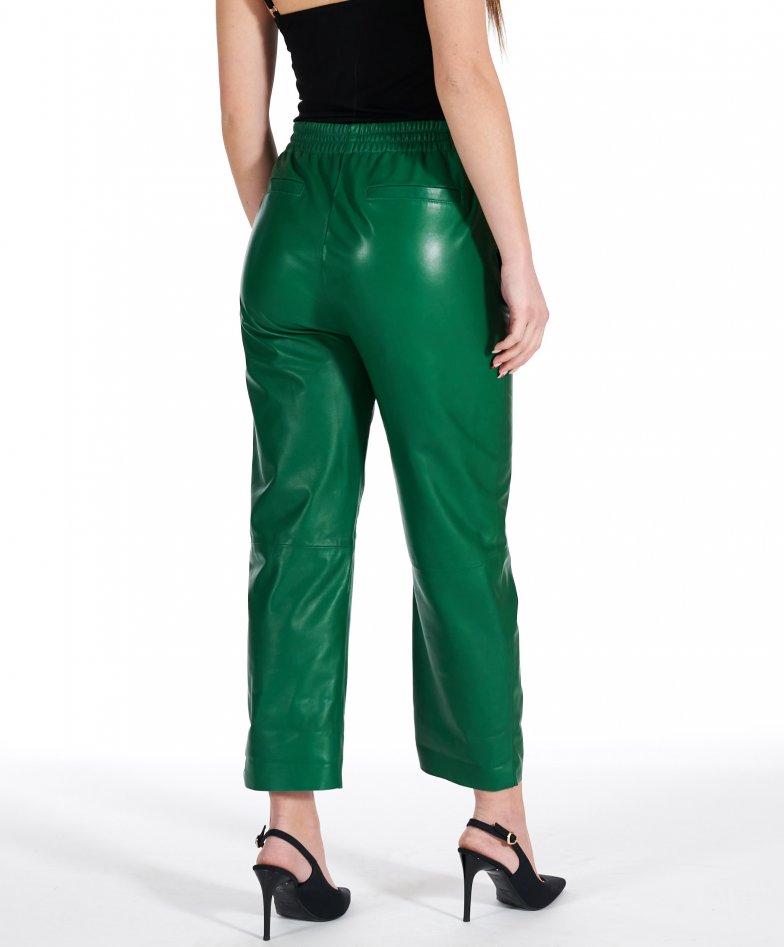Pantalon cuir vert best sale