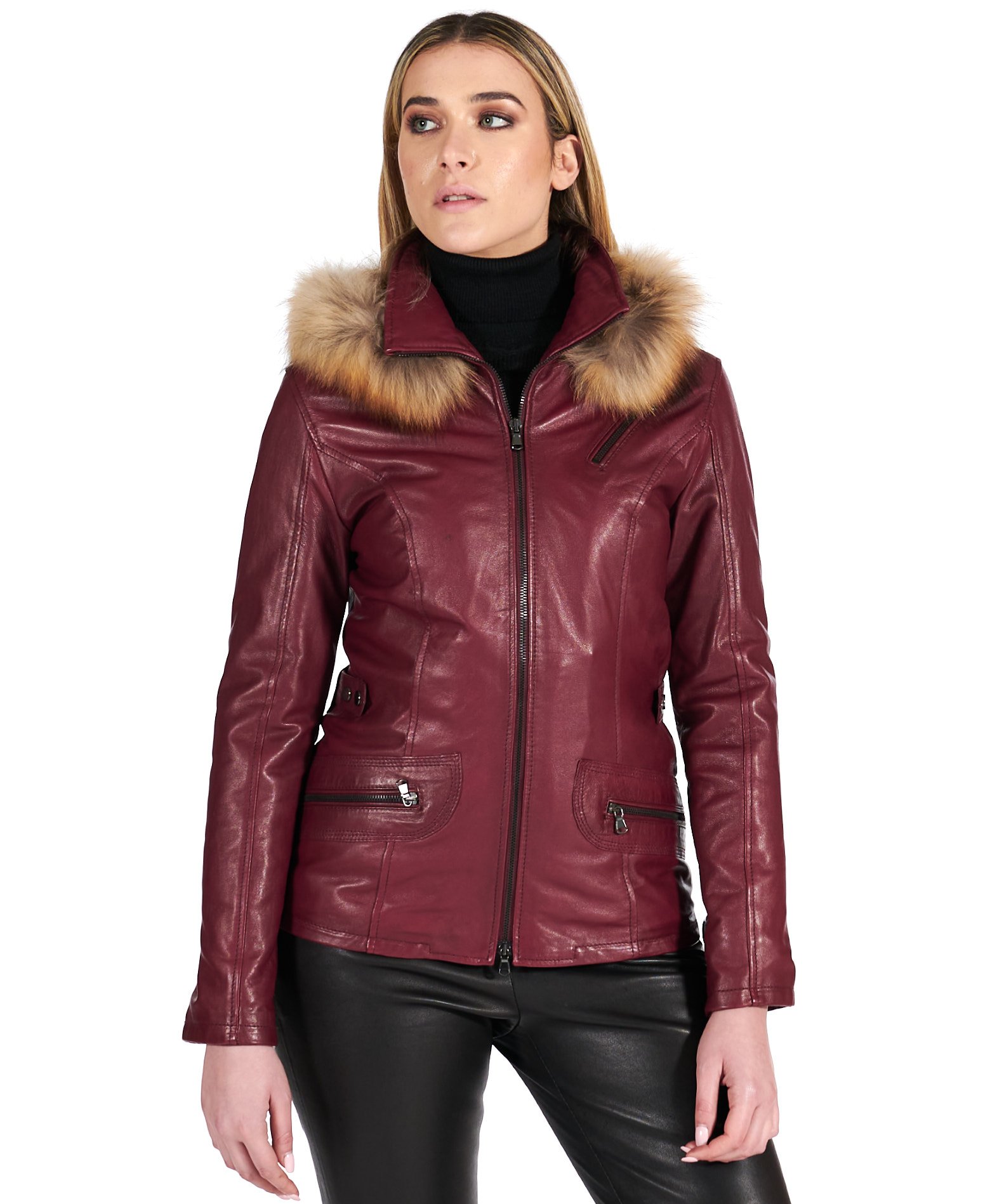 parka en cuir femme