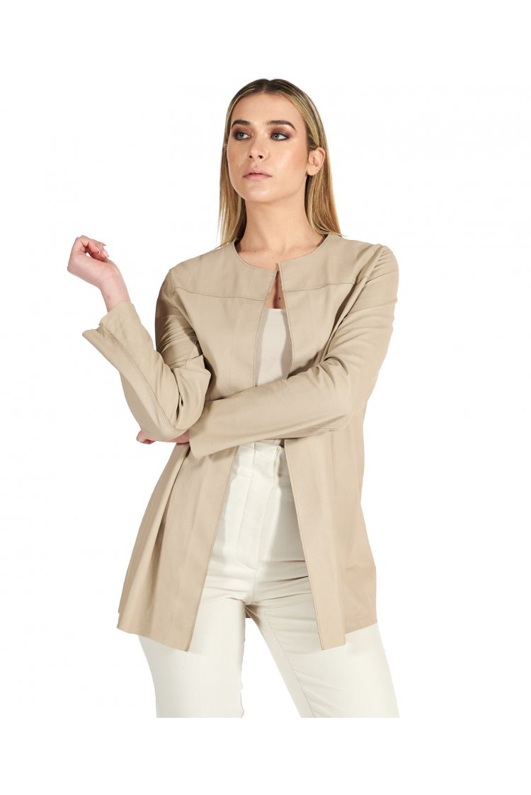 Chemise cuir beige sans...