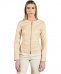 Giacca corta in pelle beige girocollo nappa effetto liscio