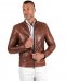 Giacca in pelle colore cuoio effetto vintage collo coreana