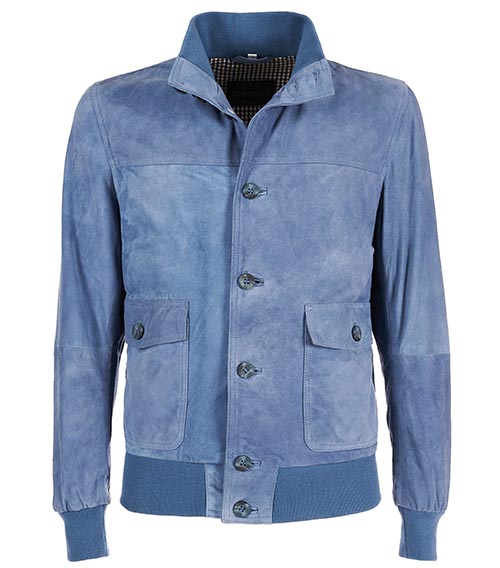 Bomber camoscio uomo bottoni
