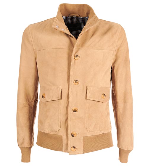 Bomber camoscio uomo beige
