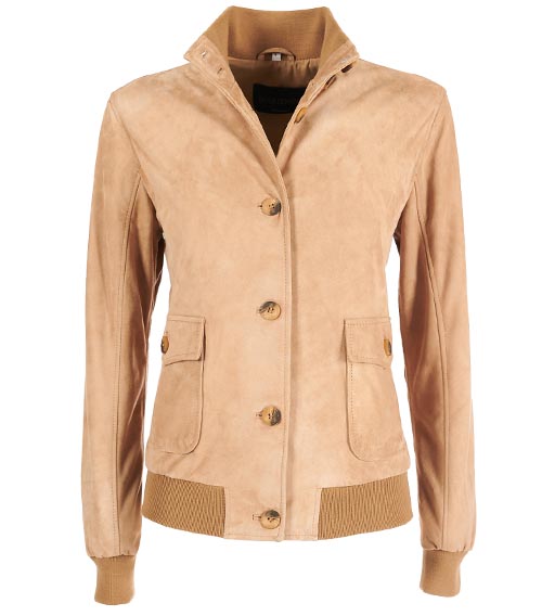 Bomber camoscio donna beige