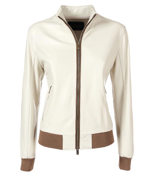 Bomber donna pelle beige