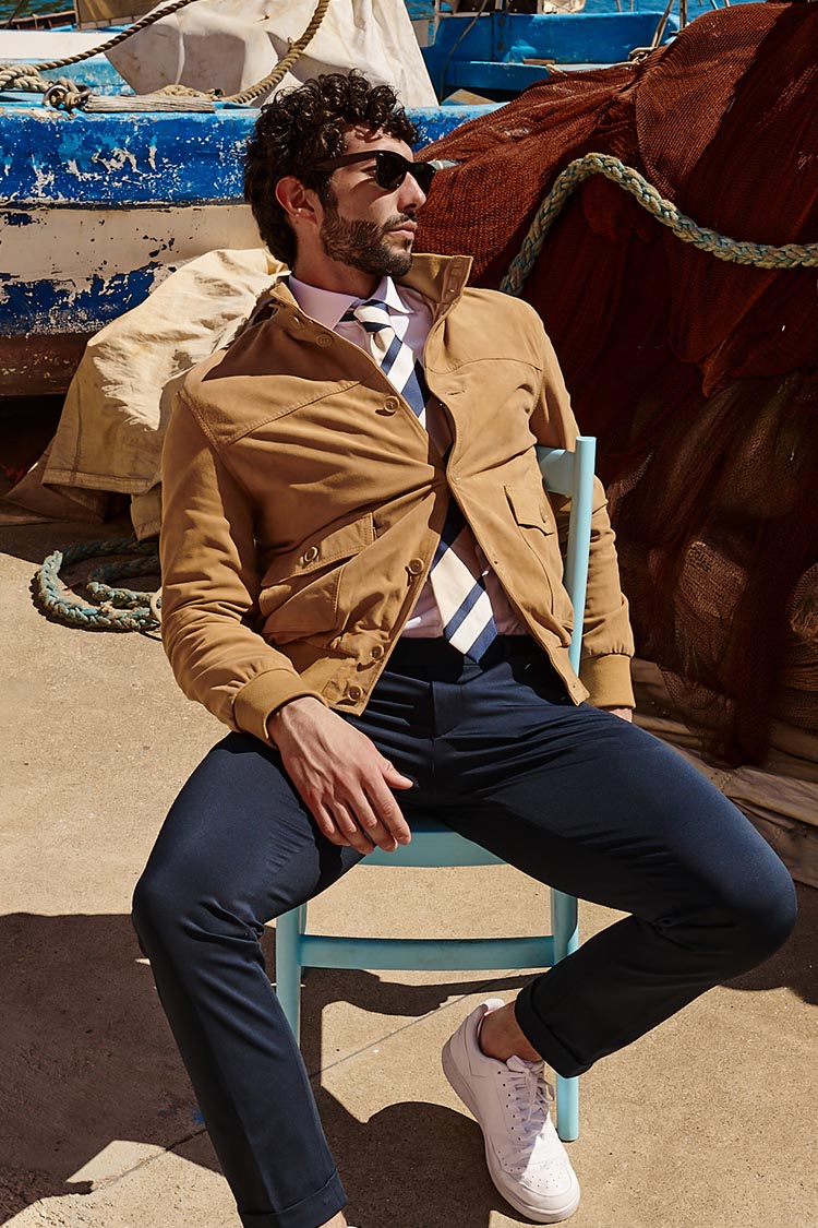 Bomber pelle scamosciate beige
