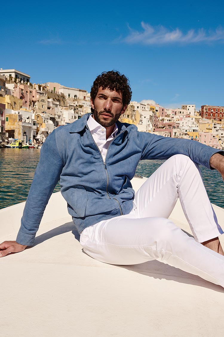 Giacca camoscio denim uomo
