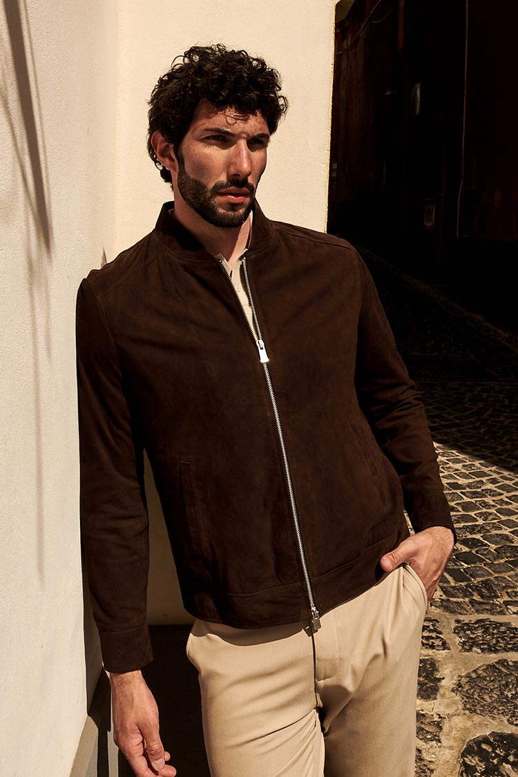 Giacca pelle camoscio rosso 