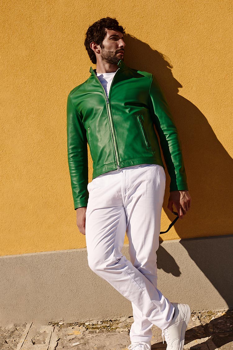 Giacca pelle verde