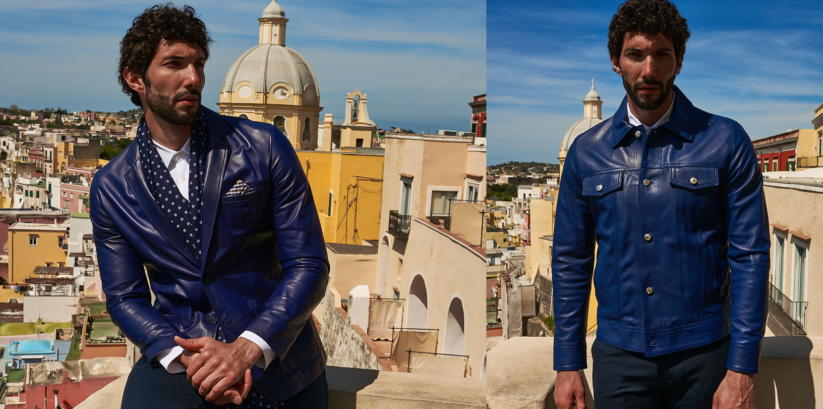 Giacche pelle blu