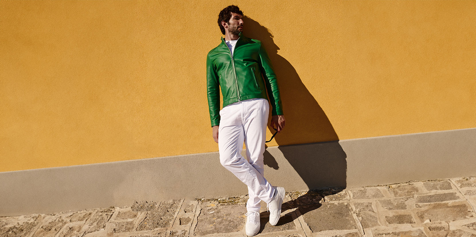 Giacca verde in pelle