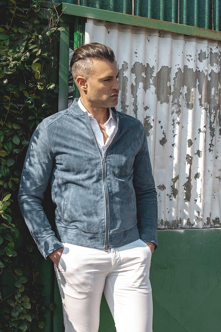 Giacca camoscio denim uomo