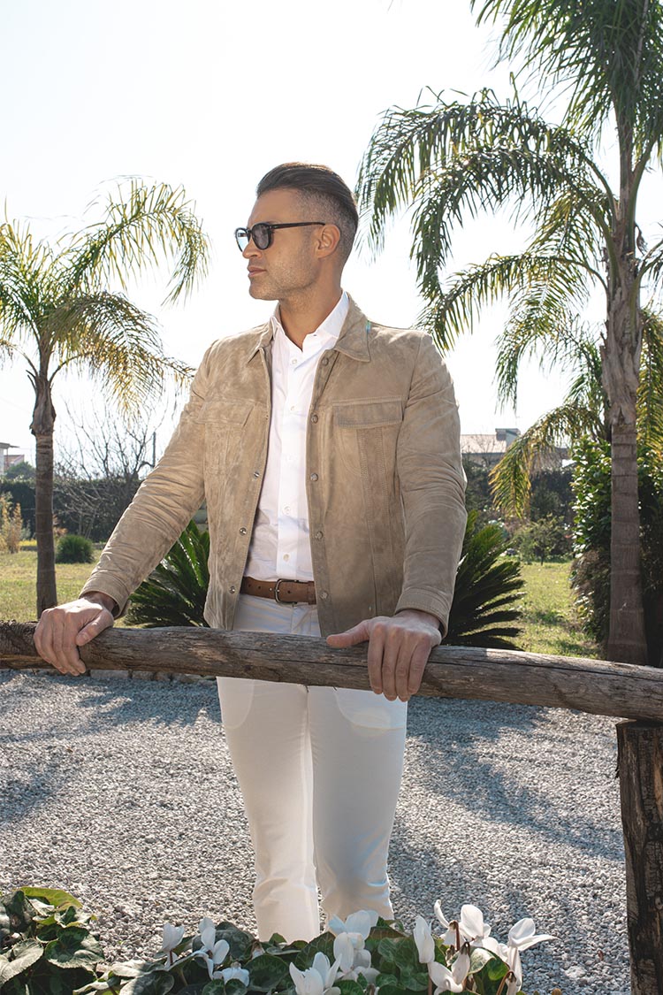 Giacca scamosciata Uomo Beige